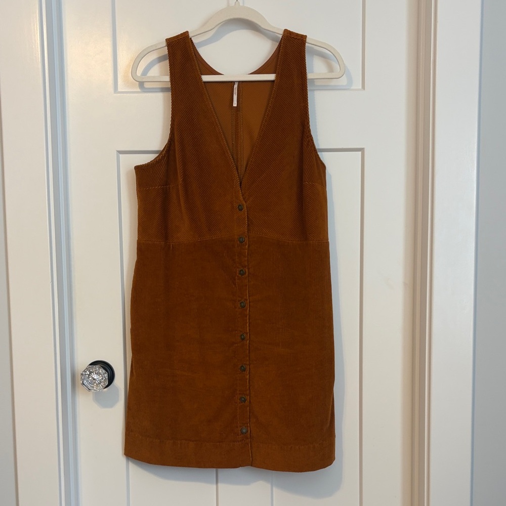 Free People Tan Button-Front Mini Dress